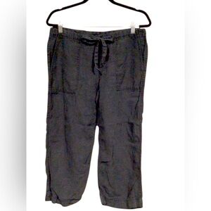 Gap black linen drawstring pull on pants with front pockets and one back pocket